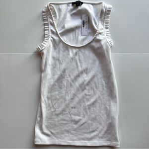 JCREW White ruffled ribbed tank NWT XS